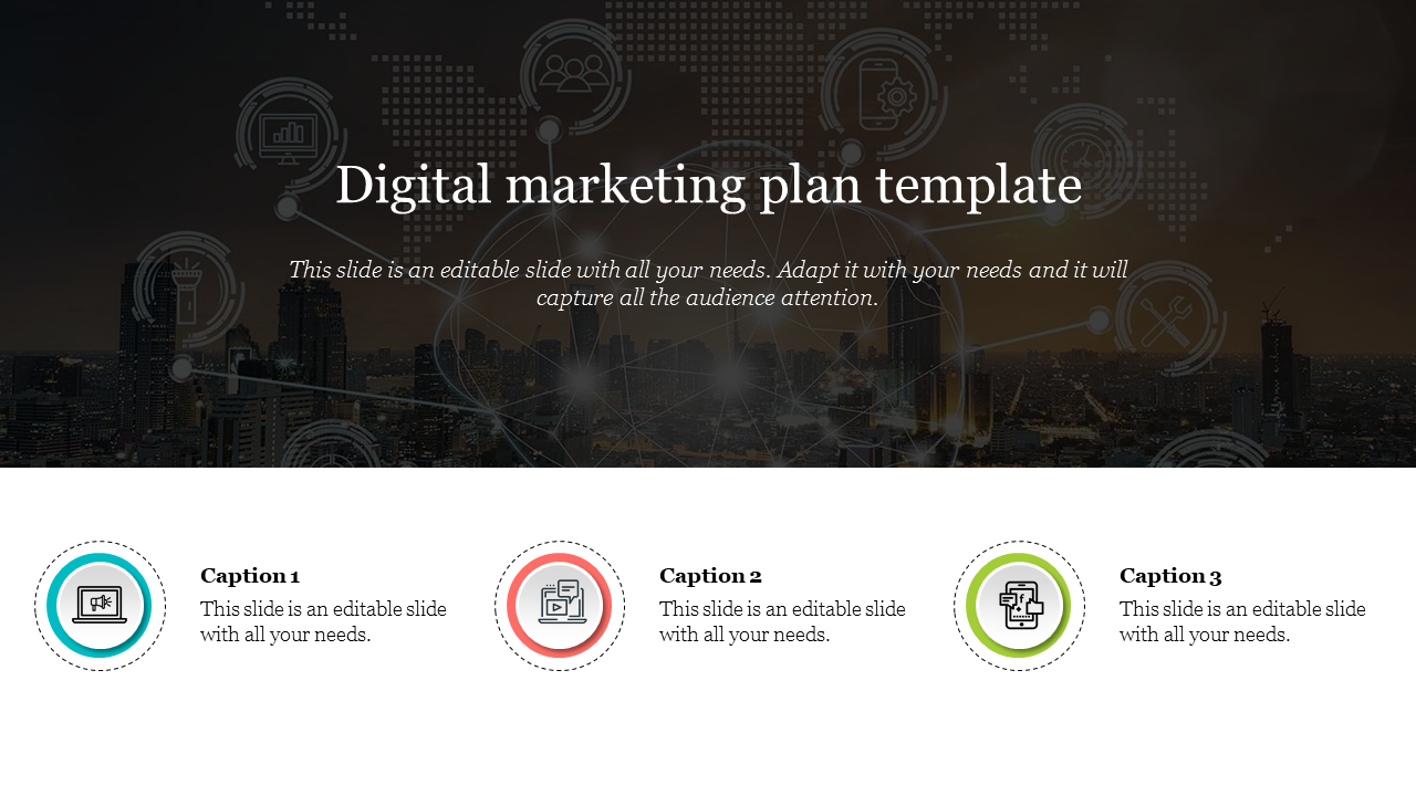 Multicolor Digital Marketing Plan Template Slide Design